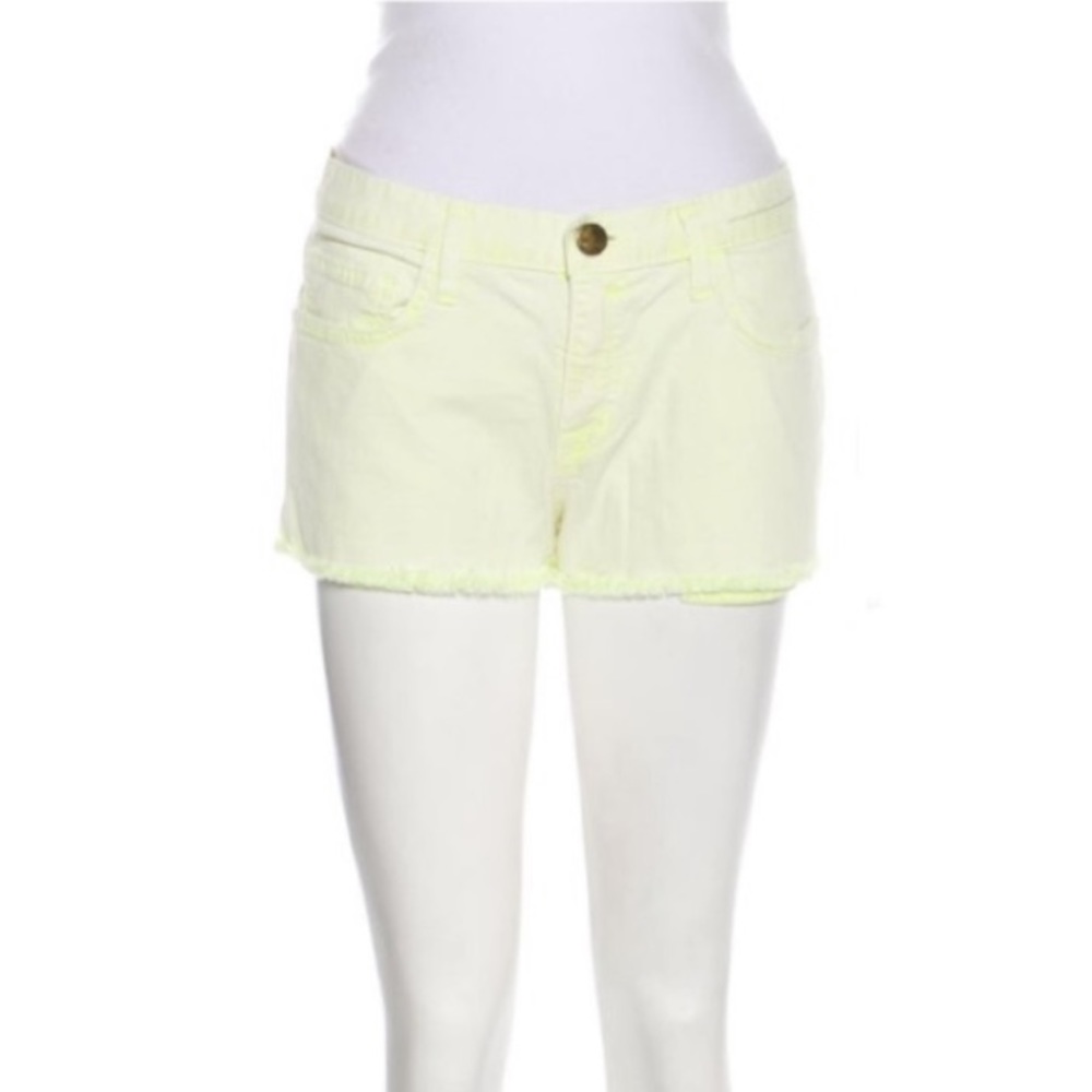 CURRENT ELLIOT Neón Yellow Boyfriend frayed Shorts